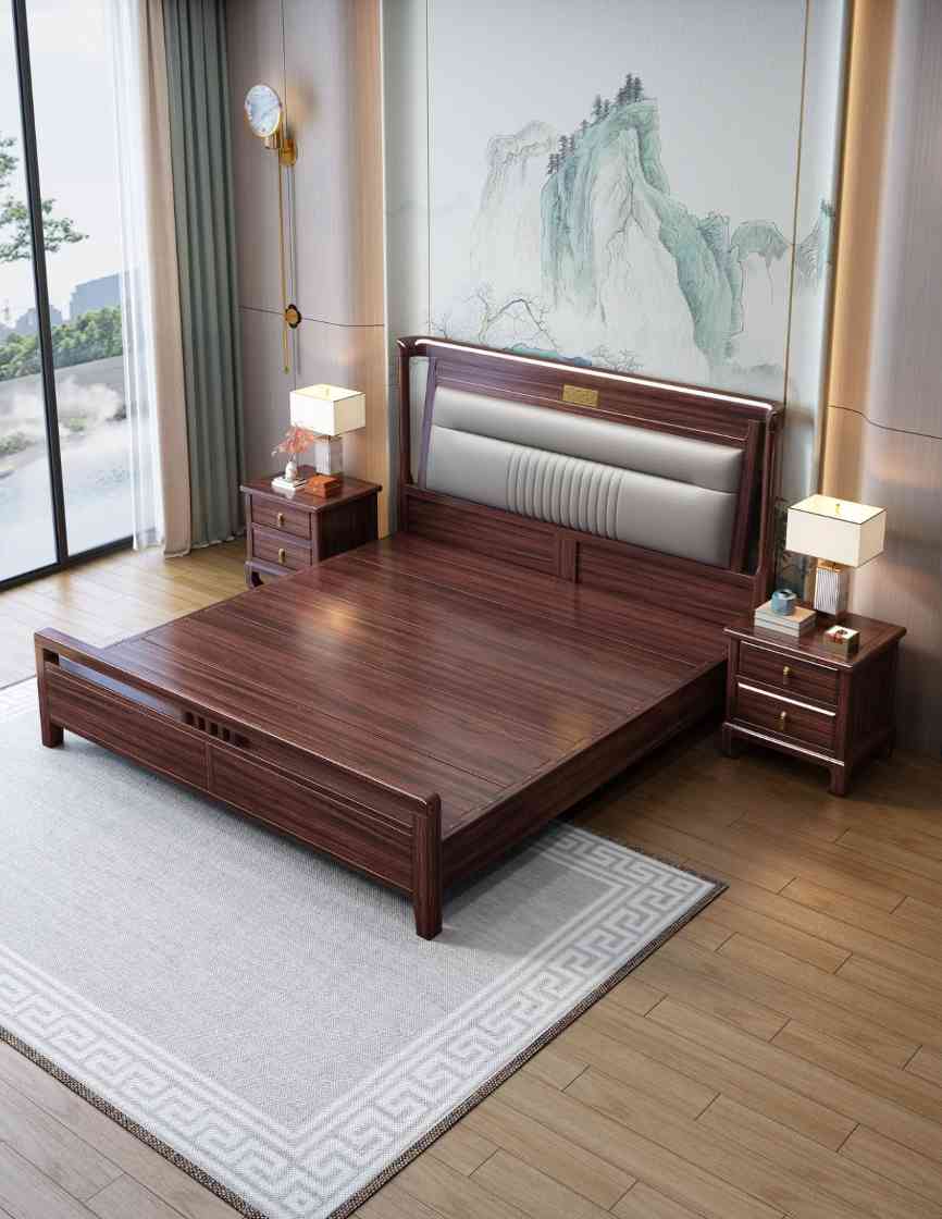 乌金软靠床1.5米/1.8米，75月牙床边/可配静音床边/可配高箱 标配3*20床边 7托3*6床子(图2)